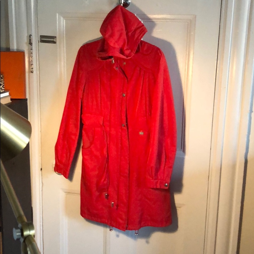 Red Guess rain jacket